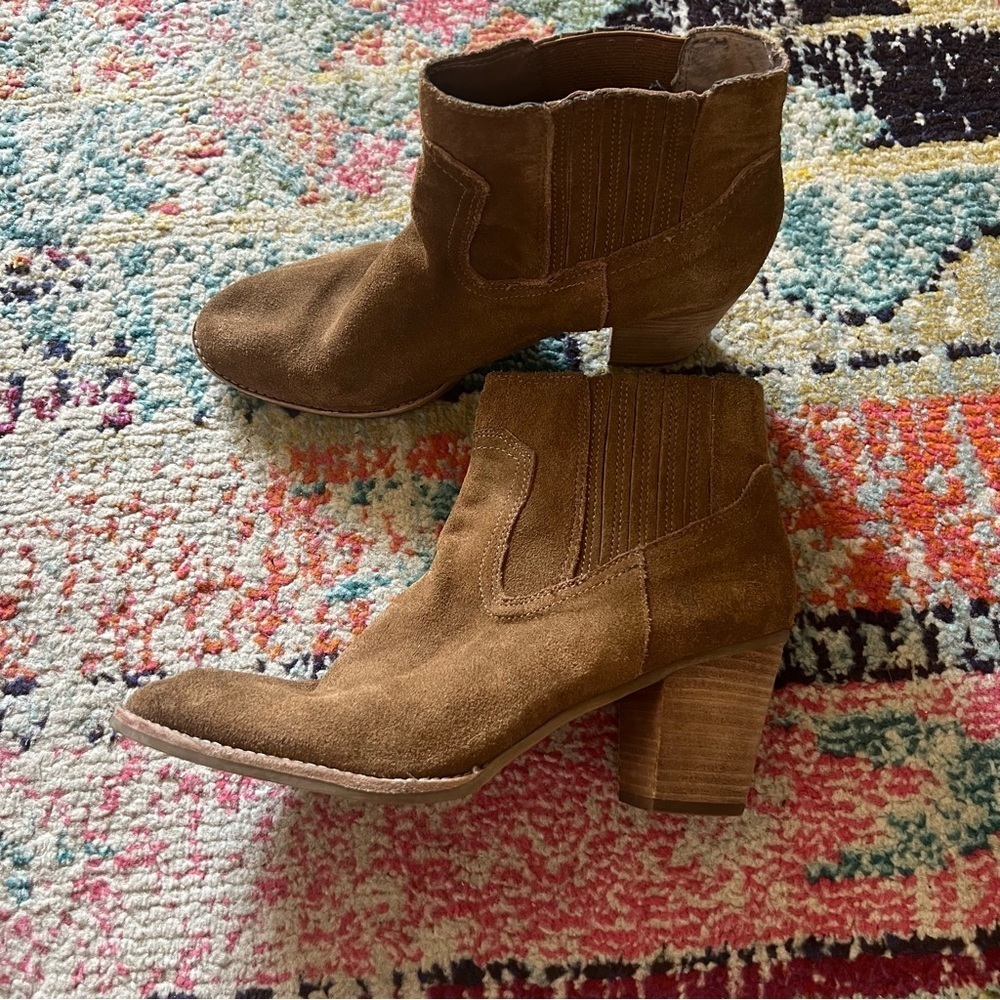 Dolce Vita Women's Ankle Boots Suede Brown Beige Size 10
